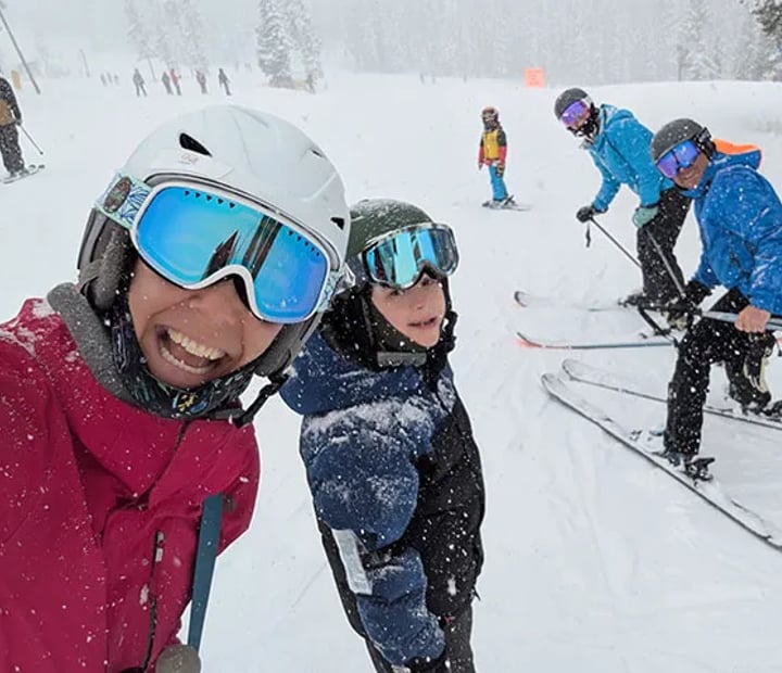 Family getting ski lessons together from NSCD